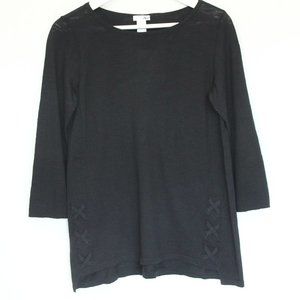 J Jill Black Top New Women Shirt XS Tunic Casual